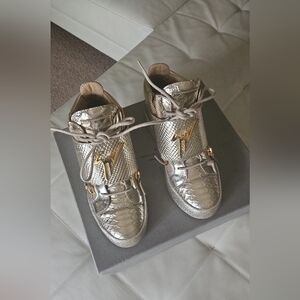 Giuseppe Zanotti Metallic Gold High-Top Sneakers